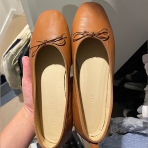 Everlane The Day Ballet Flat- Brown Leather Flats with Bow